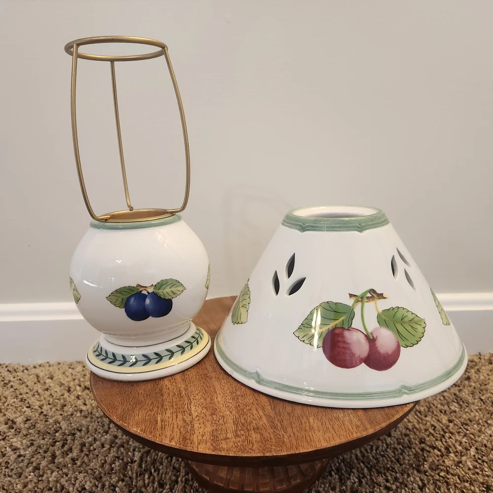 Villeroy & Boch French Garden Fleurence Fruit Motif Two Piece Candle Lamp